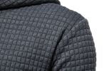 Mens Hooded Sweatshirt Casual Long Sleeve Drawstring Waffle Knit Pullover Hoodies - L - Dark Gray
