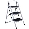 Home Use 3-Step Short Handrail Iron Ladder Black & White YF - Black & White