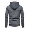 Mens Hooded Sweatshirt Casual Long Sleeve Drawstring Waffle Knit Pullover Hoodies - L - Dark Gray