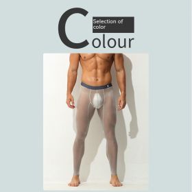 Men's Leggings Ultra-thin And Tight Fitting (Option: Grey-M)