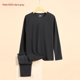 Self-heating Dralon Thermal Underwear Set (Option: Men Dark Gray-4XL)