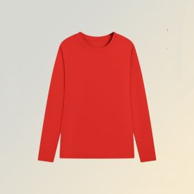 Long Sleeved Top With A Base That Can Be Worn Externally (Option: Chinese Red Low Collar Cedar-L)