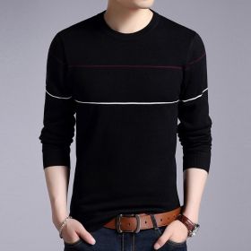 Men's Plush warm knit sweater (Option: Black-XL)