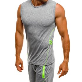 Quick-drying men's sleeveless T-shirt suit (Option: Grey-L)