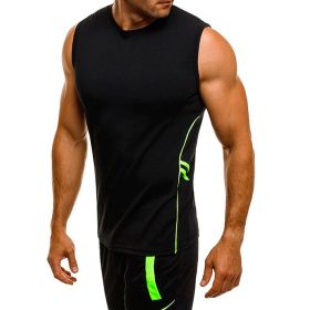 Quick-drying men's sleeveless T-shirt suit (Option: Black-L)