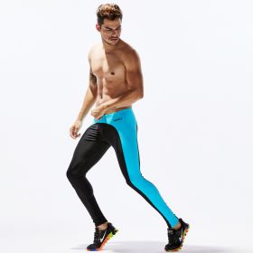 Men's color block sports yoga pants (Option: Black-S)