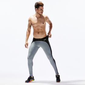 Men's color block sports yoga pants (Option: Grey-L)