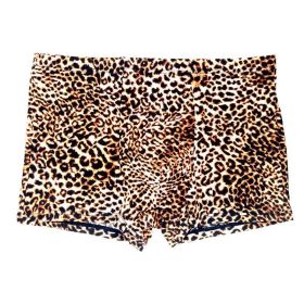 Men's Low Waist Boxer Briefs Boxers Leggings Elastic Leopard Print Sexy (Option: Yellow leopard print-M)
