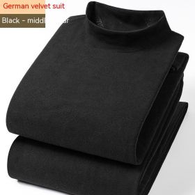 Winter Dralon Quick Hot Thermal Underwear Set (Option: Black High Necked-4XL)