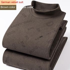 Winter Dralon Quick Hot Thermal Underwear Set (Option: Coffee Color High Necked-4XL)