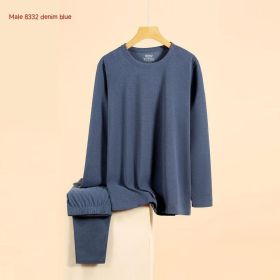 Self-heating Dralon Thermal Underwear Set (Option: Men's Denim Blue-3XL)