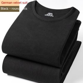 Winter Dralon Quick Hot Thermal Underwear Set (Option: Black Round Neck-3XL)