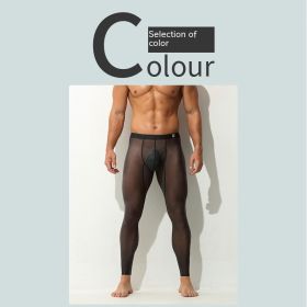 Men's Leggings Ultra-thin And Tight Fitting (Option: Black-L)