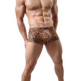 Leopard Print Boxer Pants Low Waist Large Size Men's Boxers (Option: Leopard yellow-M)