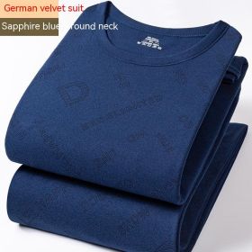 Winter Dralon Quick Hot Thermal Underwear Set (Option: Royal Blue Round Neck-XL)