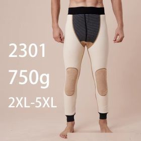 Northeast Men's Cotton Pants Graphene Waist Support Fleece-lined Thickened (Option: 750g Lambswool Kneecap-2XL)