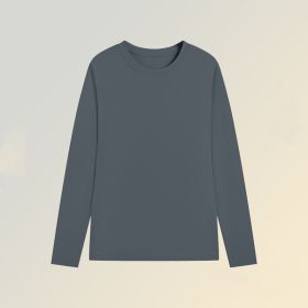 Long Sleeved Top With A Base That Can Be Worn Externally (Option: Lan Ye Grey Low Collar Shan-L)