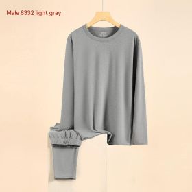 Self-heating Dralon Thermal Underwear Set (Option: Men's Light Gray-3XL)