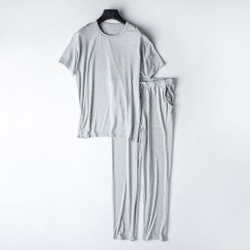 Short-sleeved T-shirt Thin Loose Trousers Summer Can Be Worn Outside Exercise Homewear Suit (Option: Iron Gray-M)
